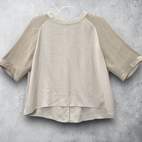 Allsaints Uma Top Womens Medium Beige Peach Boxy Chiffon Blouse - Picture 5 of 9
